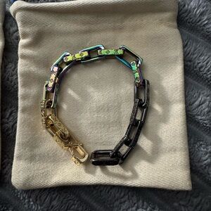 Louis Vuitton Gold and Black Chain-Link Bracelet